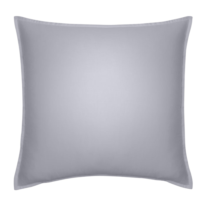 Taie d'oreiller unie en satin de coton, PALAZZO, Gris Argent