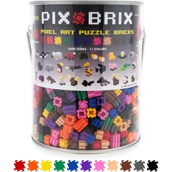 PIX BRIX PIXEL ART BOTES METALICOS 1500 PIEZAS, COLORES SURTIDOS GAMA OSCURA
