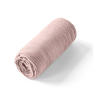 Drap housse - bonnet:30cm 100% gaze de coton rose lotus