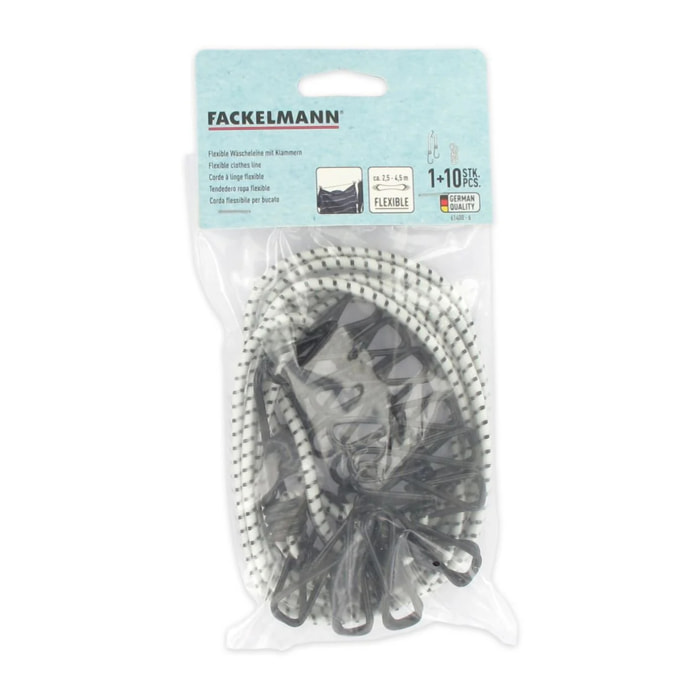 Fil à linge extensible 2,5 à 4,5 m Fackelmann Tecno