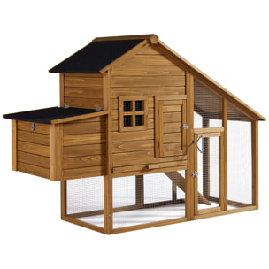 Poulailler "Princesse" avec pondoir en bois - 4 poules - Marron