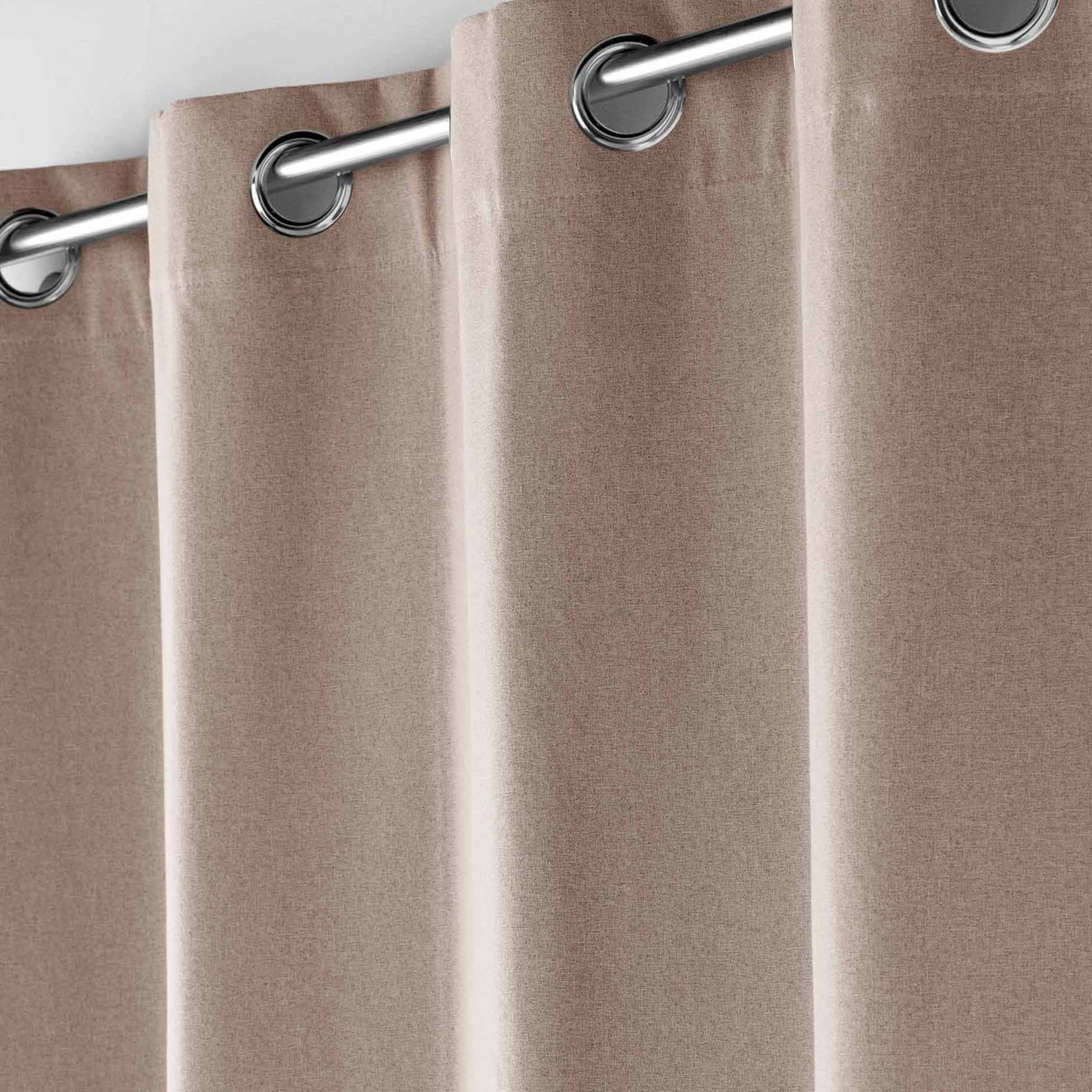 Rideau court occultant, isolant thermique et phonique en chambray - Marron Brun