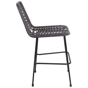 Lot de 2 tabourets de bar en rotin synthétique noirs OKA