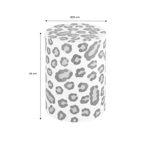Table d'appoint. bout de canapé. table de chevet acier émaillé.  motif léopard. Ø33 x H 46cm - Noko