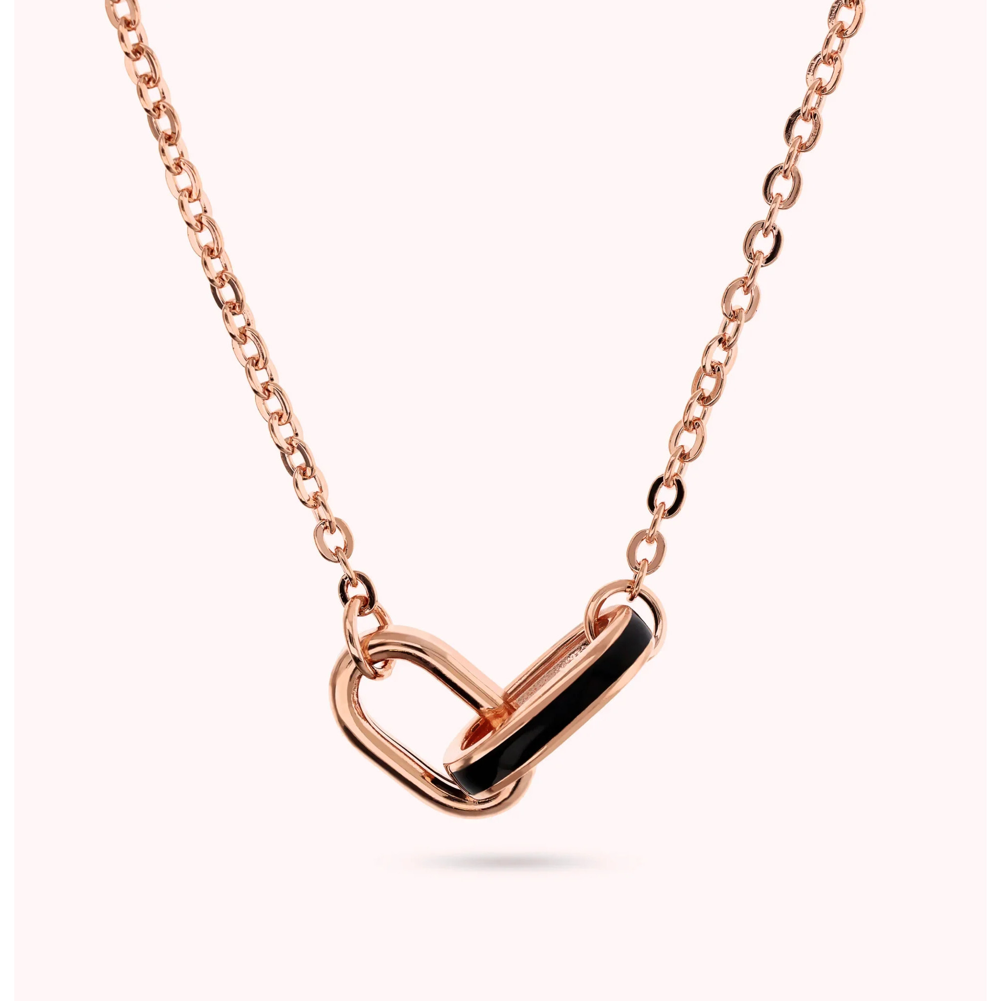 Collana Catena Rolo con Pendente Maglie Ovali Smaltate Turchesi