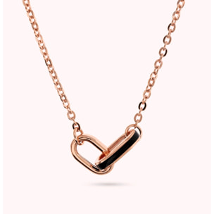 Collana Catena Rolo con Pendente Maglie Ovali Smaltate Turchesi