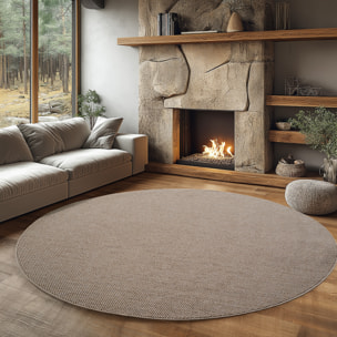 HELIX - Tapis moderne rond effet laine bouclé beige