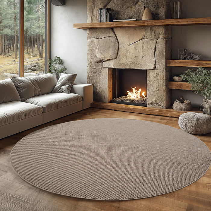 HELIX - Tapis moderne rond effet laine bouclé beige