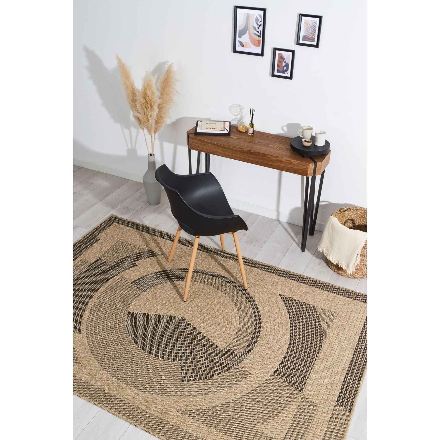 Nature - tapis effet jute noir