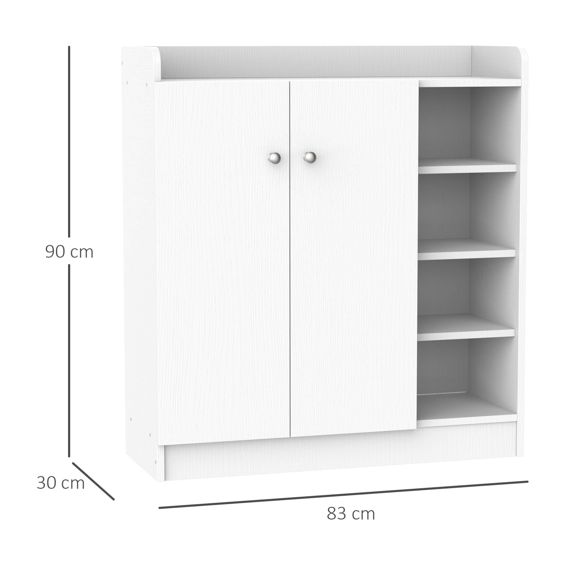 Zapatero Armario Madera Mueble Zapatero Gabinete 2 Puertas 4 Estantes Blanco