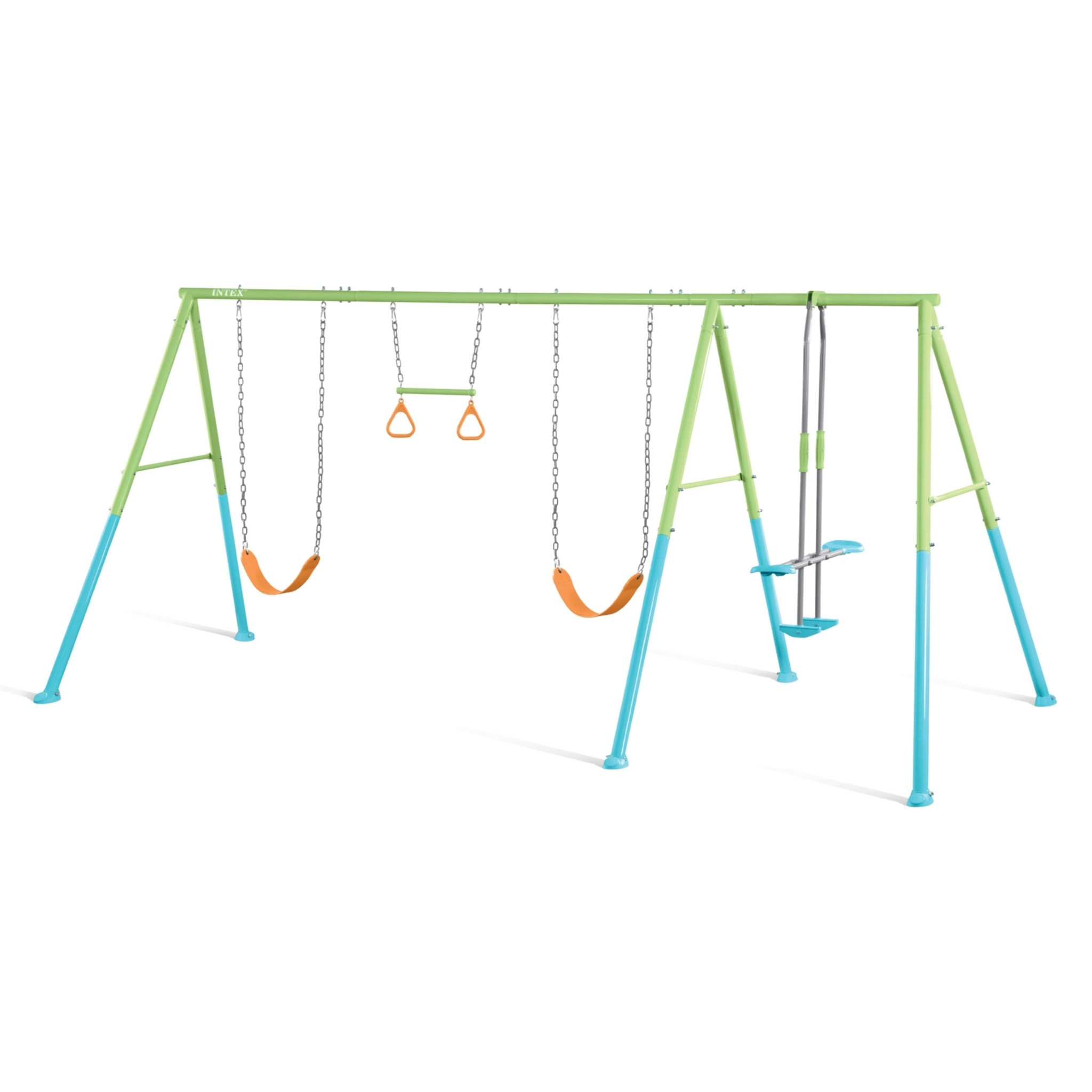 Intex Altalena Swing Set Colorata, Due Seggiolini, Dondolo e Trapezi, 465x249x203 cm