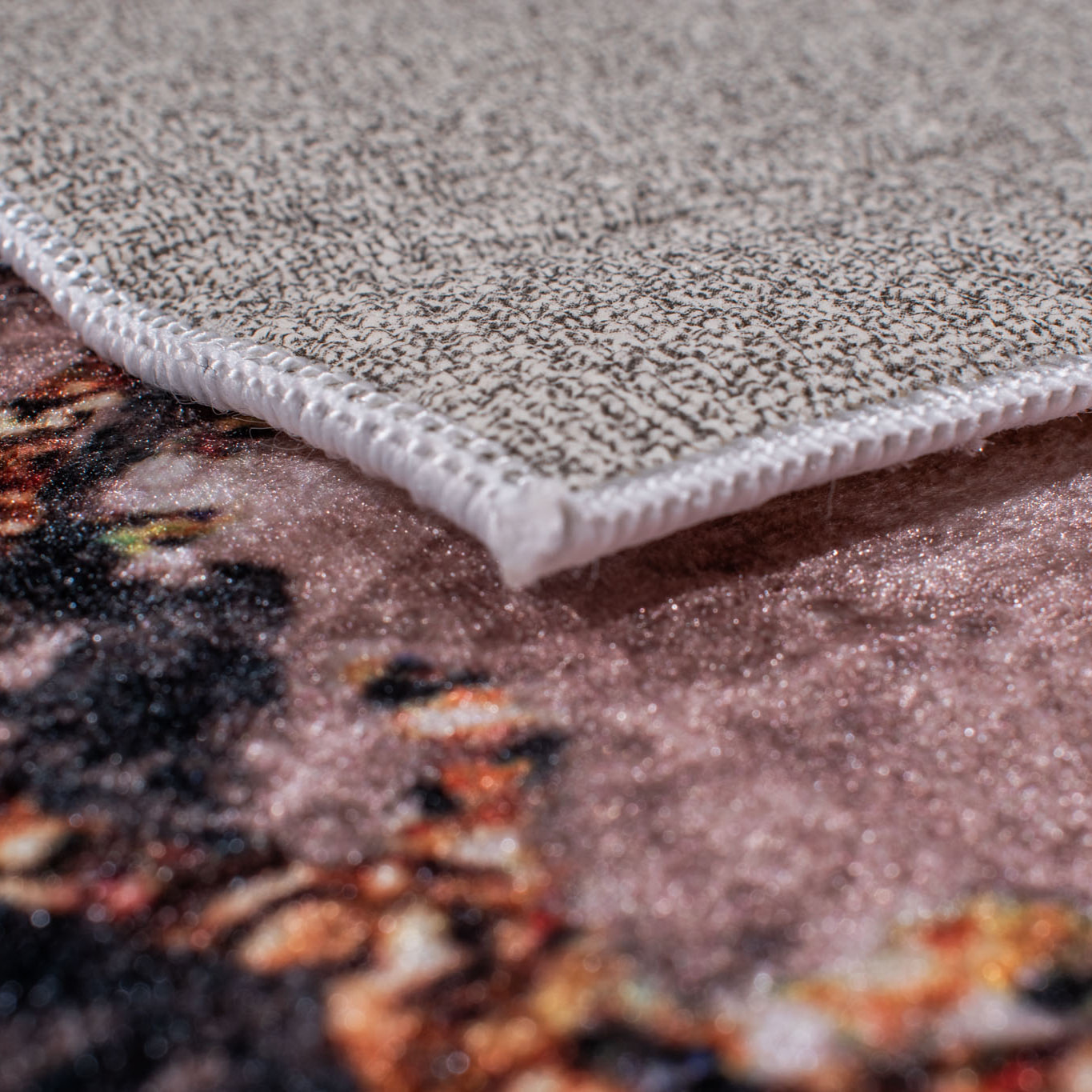 STAMPA - tapis salon motif effet mabre antidérapant et lavable en machine à 30°C gris