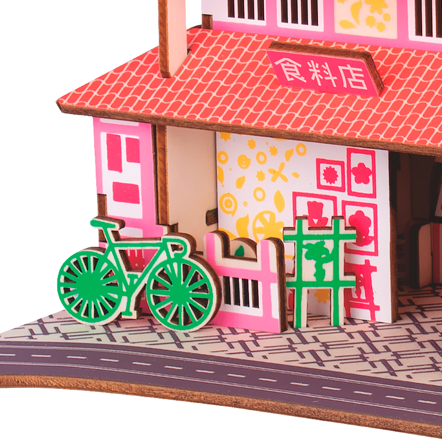 Maqueta 3D de madera. Supermercado. 43 piezas.