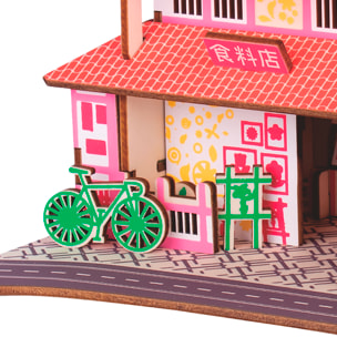 Maqueta 3D de madera. Supermercado. 43 piezas.