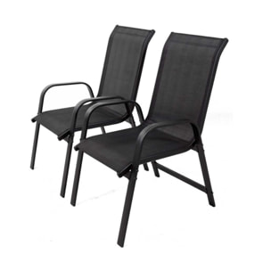 Fauteuil jardin Alu/Textilène "Porto" - Phoenix - Gris clair - Lot de 2