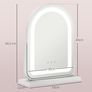 Espejo Maquillaje con Luz LED Espejo Tocador Giratorio con 3 Modos de Iluminación Ajustables Interruptor Táctil Rotación Regulable de 360° y Función de Memoria Blanco