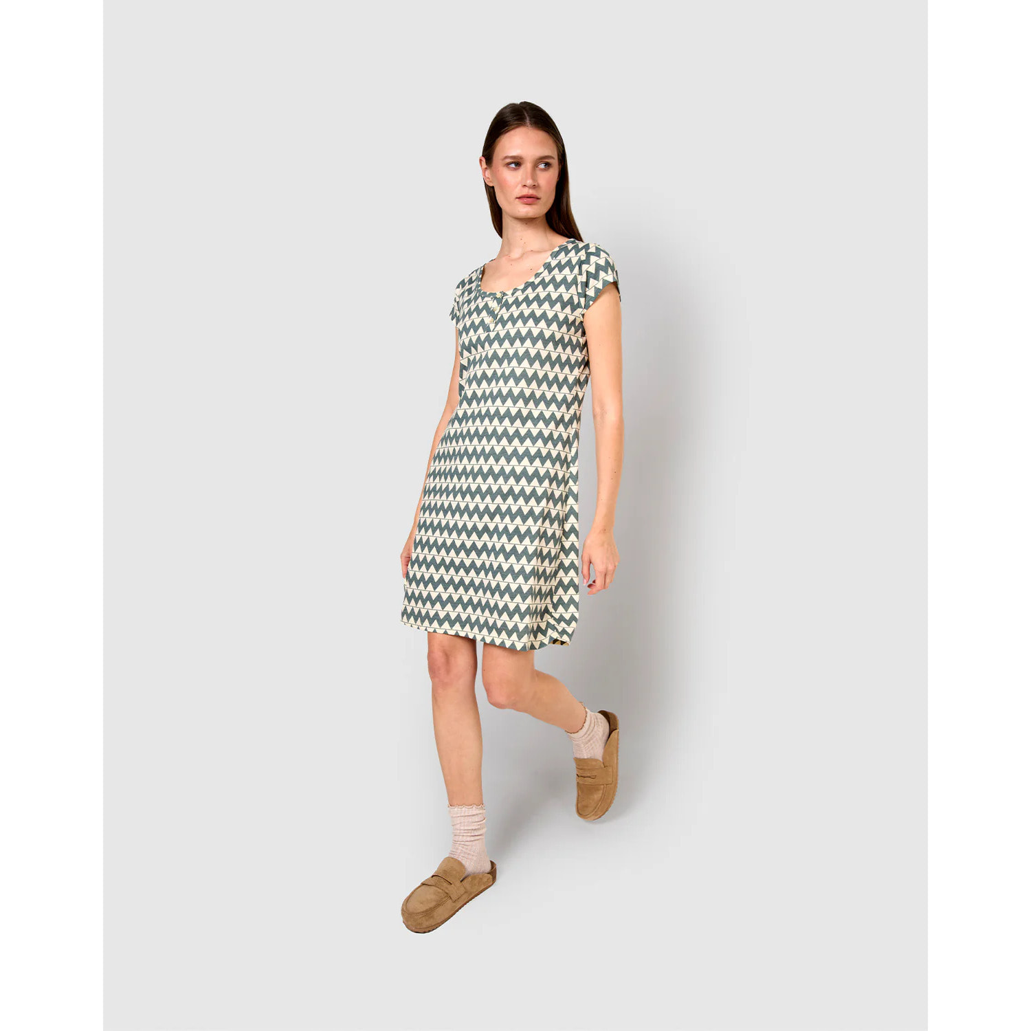 Camisón corto de algodón portofino verde azulado