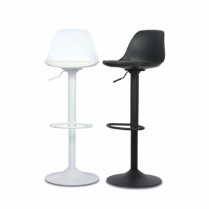 Lot de 2 tabourets de bar réglables 61.5/83.5cm - Noah - simili cuir noir - hauteur réglable. repose-pieds