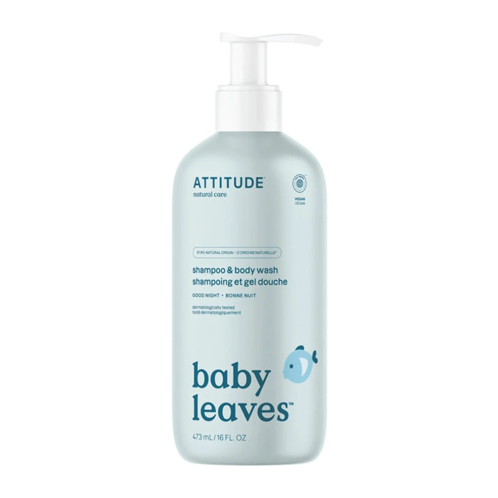 Baby leaves Champú y gel 2 en 1 Buenas noches Attitude 473 ml