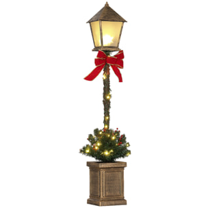 Lampadaire de Noël LED H.1,2 m style réverbère - décoration incluse - aspect bronze antique