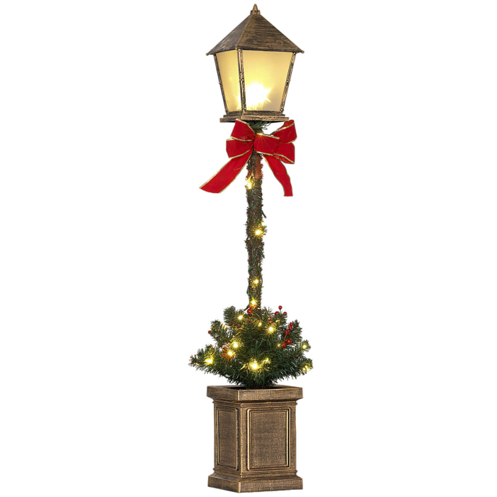 Lampadaire de Noël LED H.1,2 m style réverbère - décoration incluse - aspect bronze antique