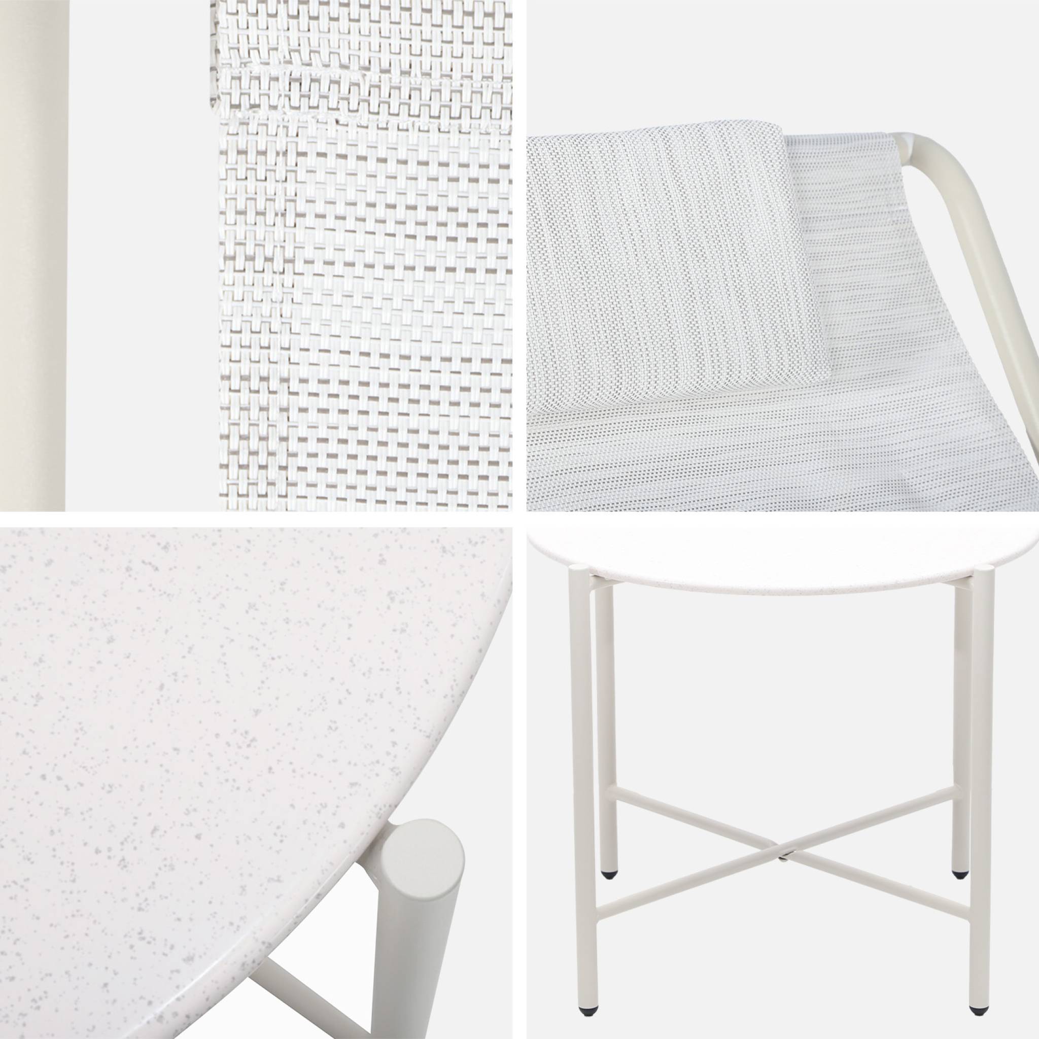 Set de 2 fauteuils relax avec table ronde en acier SALINA