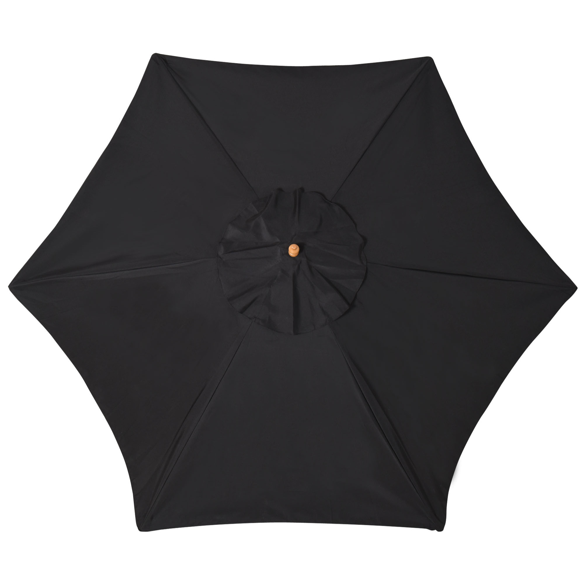 Sombrilla Parasol de Madera Ø250x230cm para Exterior con 6 Varillas Sistema de Cuerda con Fijación Desmontable Portátil Fácil de Guardar y Transportar Negro