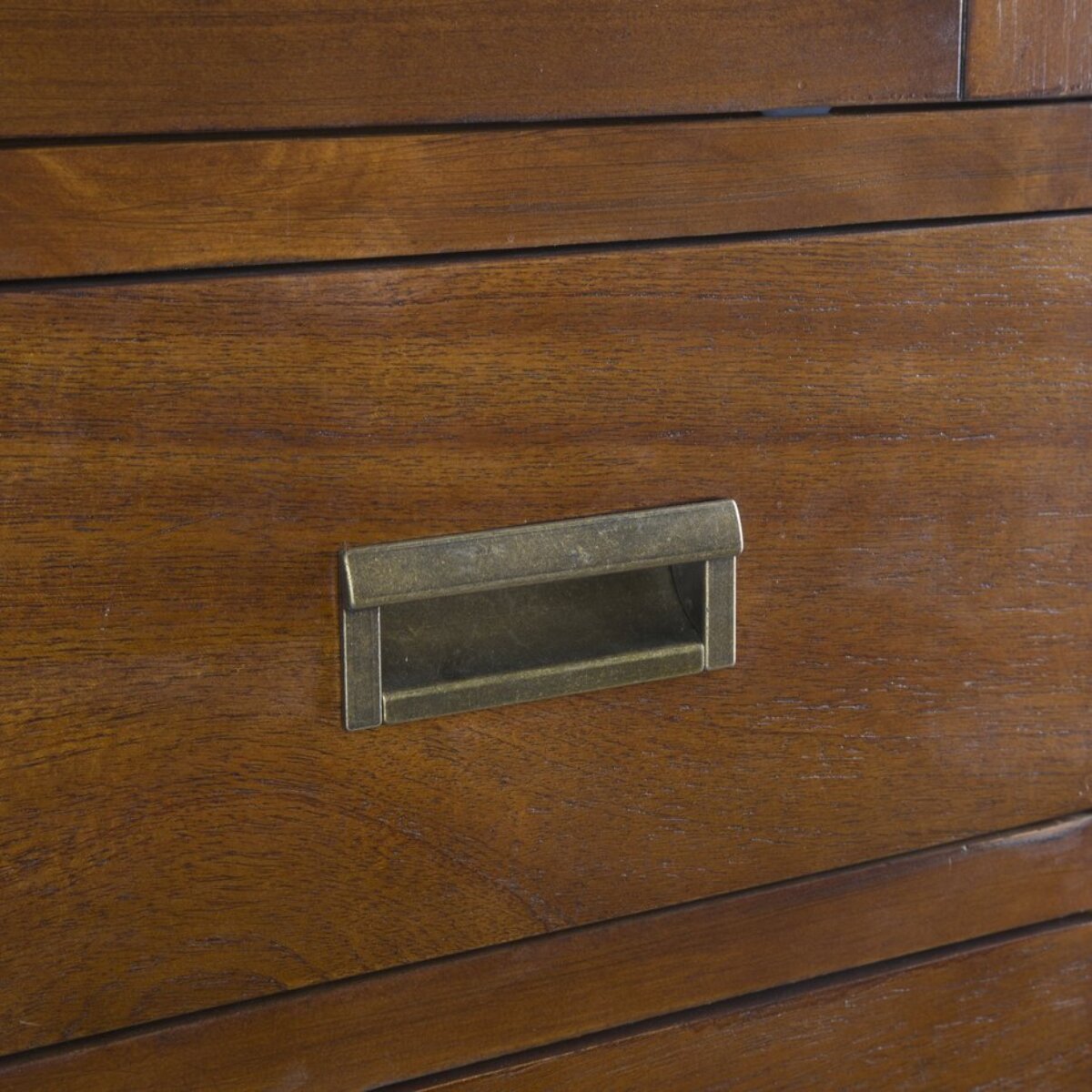 Vitrine Kenia -bois massif de mindi et placage naturel de mindi-couleur teck 115 x 190 x 40 cm