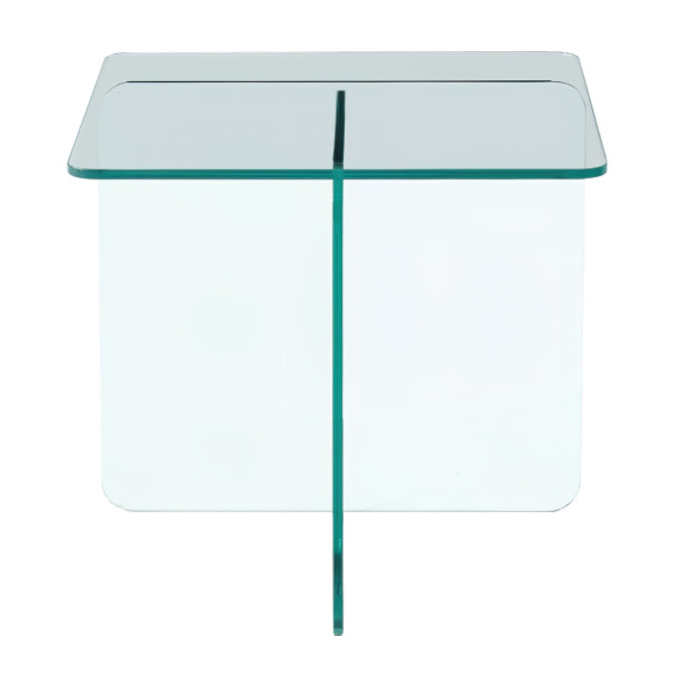 Table basse carrée en verre trempé transparent - BENT