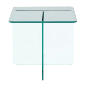 Table basse carrée en verre trempé transparent - BENT
