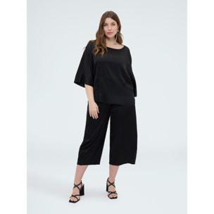 Fiorella Rubino - Blusa in raso con scollo a barchetta - Nero