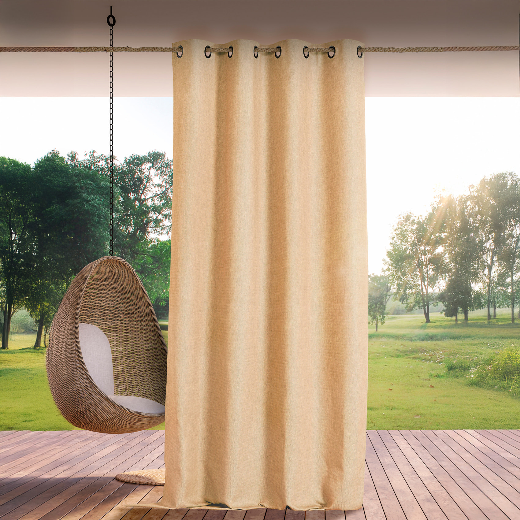 Rideau extérieur déperlant  - Effet chiné - Beige