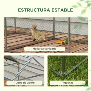 Jaula para Animales Pequeños Parque para Mascotas de Acero con 1 Puerta Superior y 1 Tela Superior de Anti-UV para Exterior Jardín 198x100x120 cm Plata