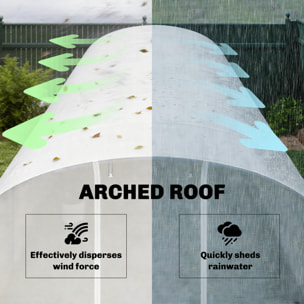Serre tunnel de jardin 24m² 2 grandes fenêtres bâche PE 140 g/m² blanc