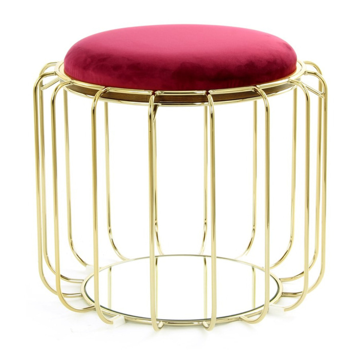 Tavolino e Pouf 2-in-1 Comfortable Rosso e Oro