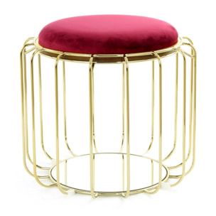 Tavolino e Pouf 2-in-1 Comfortable Rosso e Oro