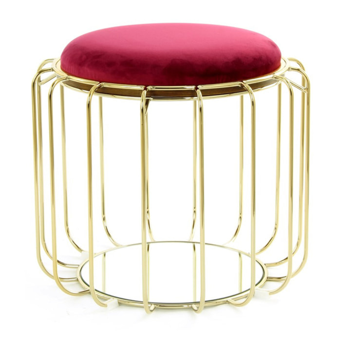 Tavolino e Pouf 2-in-1 Comfortable Rosso e Oro