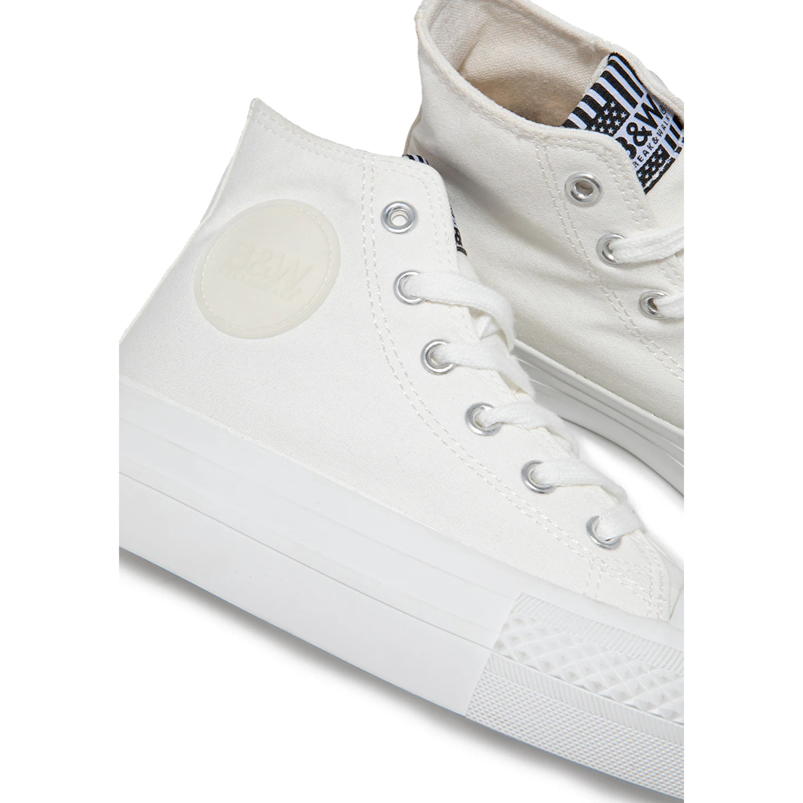 Zapatillas Altas Lona Plataforma Blanco B&W