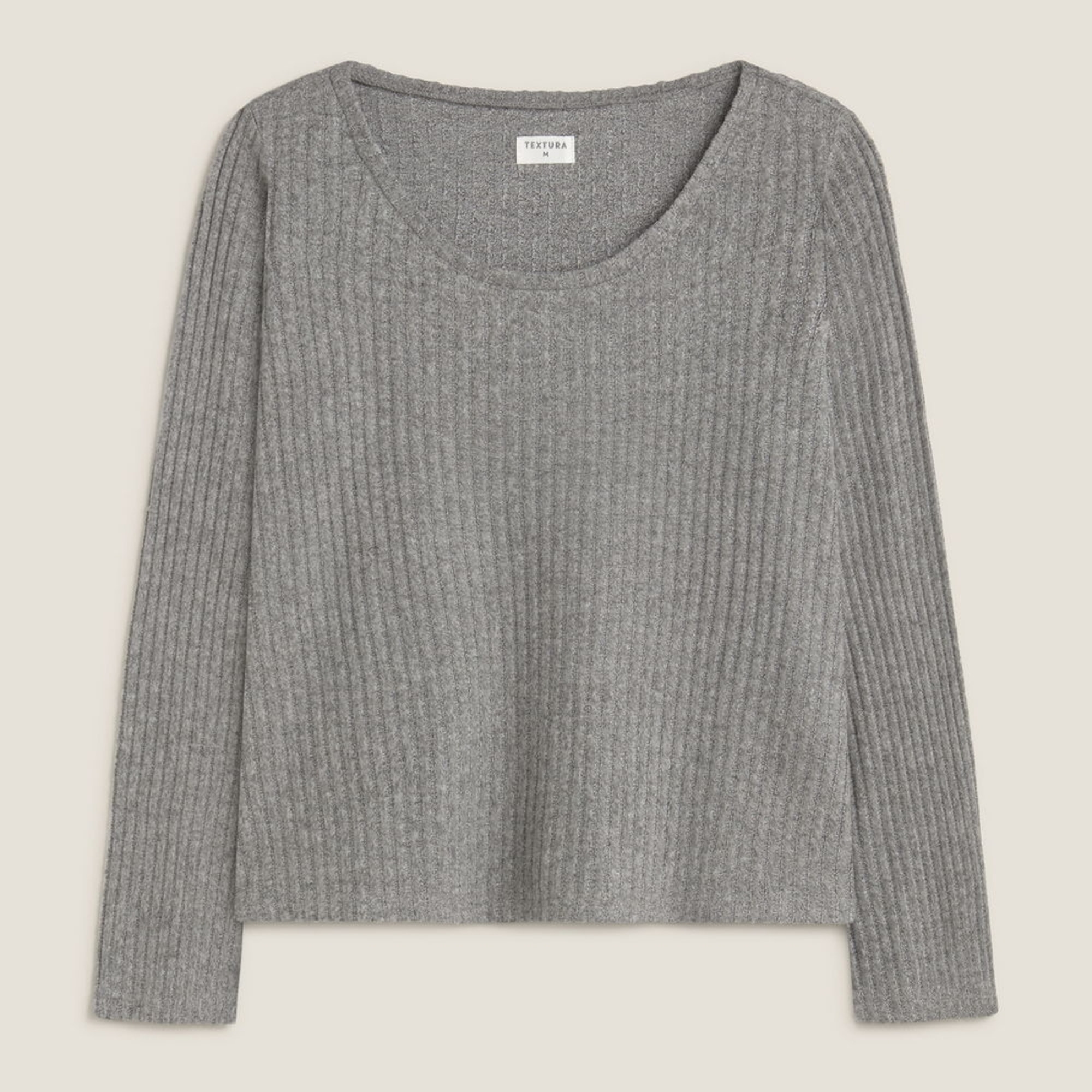 Camiseta punto canalé Sisa color gris Poliéster