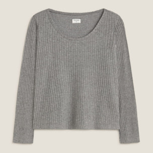 Camiseta punto canalé Sisa color gris Poliéster
