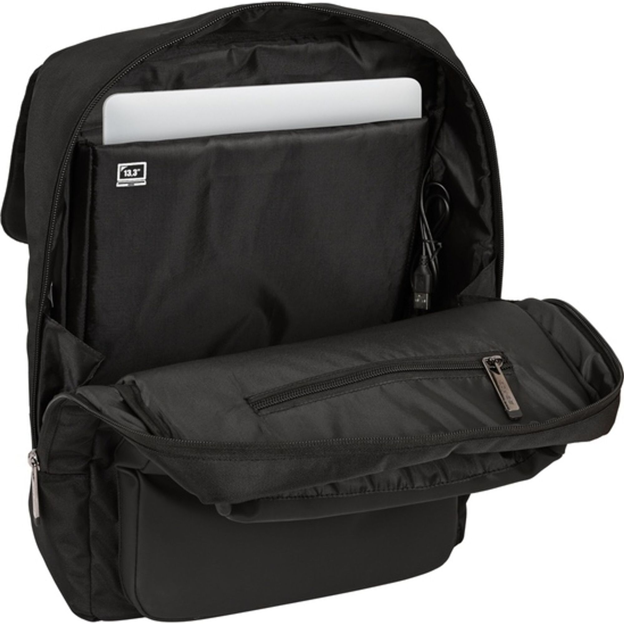 Mochila con solapa portatil 13,3+usb safta business "black"