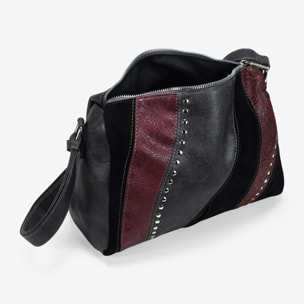 Bolso bandolera negro con cremallera y tachas