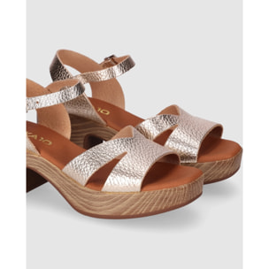 Sandalias de Piel - Platino - Tacón: 4 cm