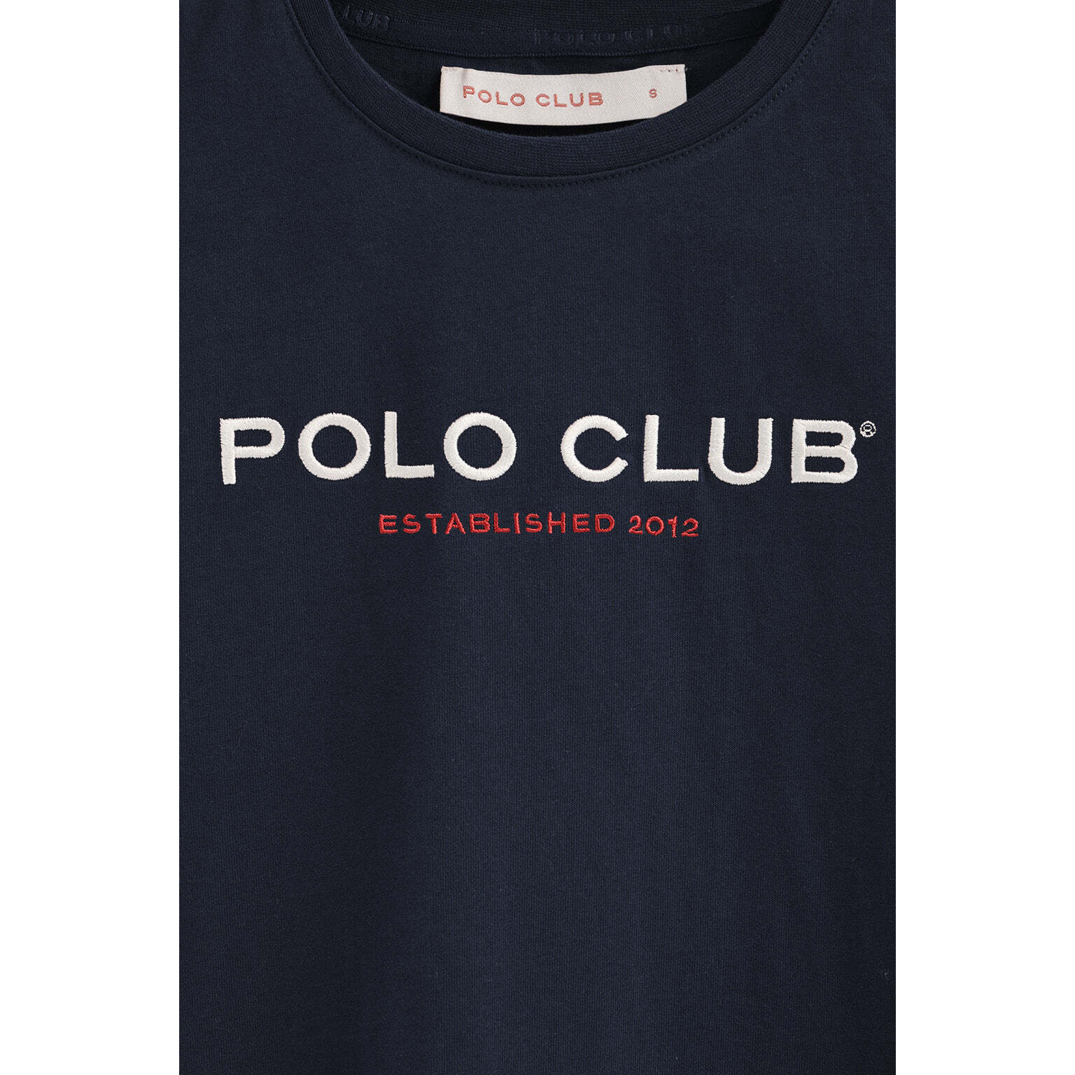 Camiseta azul marino de manga corta con logo Established 2012 Polo Club