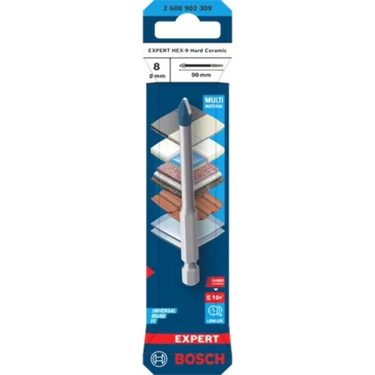 Foret EXPERT HEX-9 Hard Ceramic Ø8 x 90mm - BOSCH - 2608902309