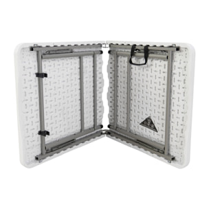 Mesa plegable de altura regulable 122x60x50-74cm, y set de 4 sillas plegables 51x45x85,5cm, ideal para exteriores