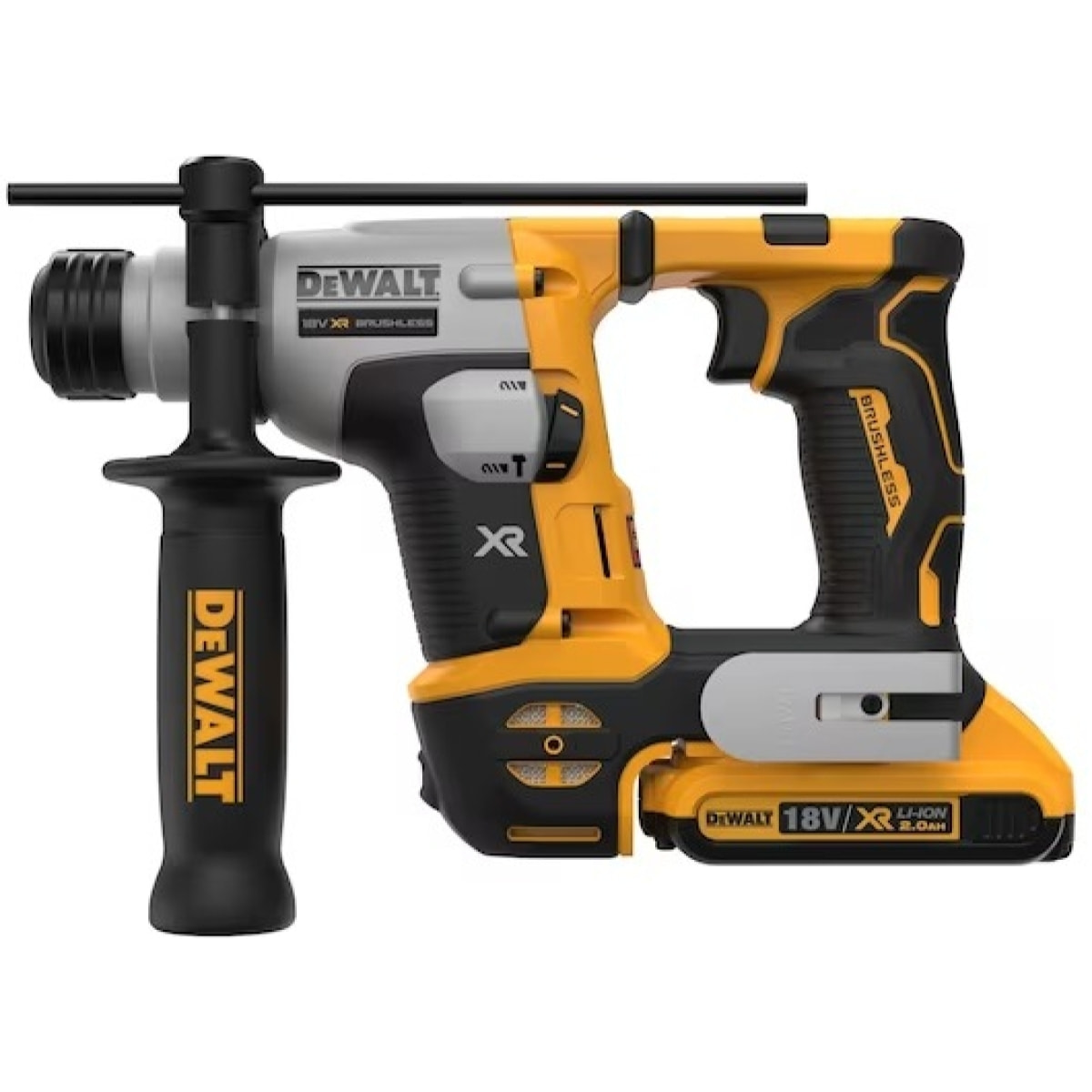 Perforateur SDS-Plus XR Brushless 1.4J - DEWALT - avec 2 batteries 18V 2.0Ah - chargeur - coffret - DCH172D2-QW