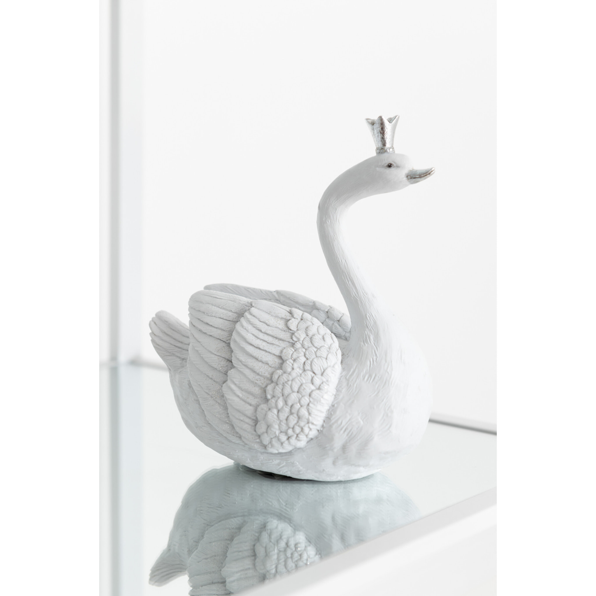 J-Line décoration Tirelire Cygne - polyréqine - blanc/argent