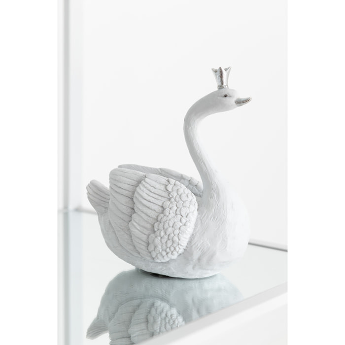 J-Line décoration Tirelire Cygne - polyréqine - blanc/argent