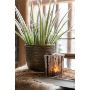 J-Line cache-pot Chalet - ciment - vert/or - large - Ø 17.5 cm